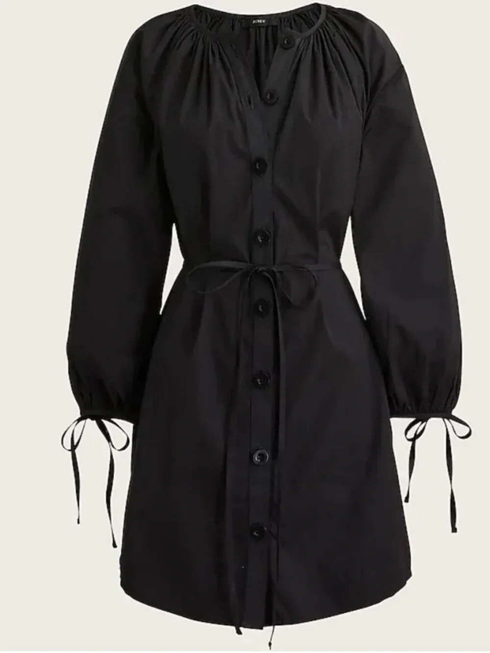 J. Crew Black Button-Front Drawstring Waist Dress